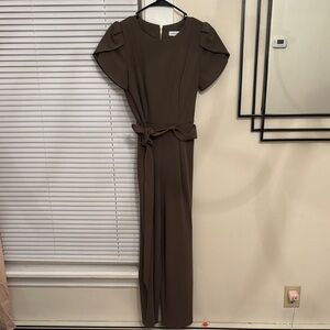 Calvin Klein Khaki Green  Belted Jumpsuit